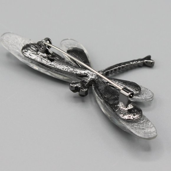Dragonfly symbol of change gray pin brooch - Picture 6 of 6